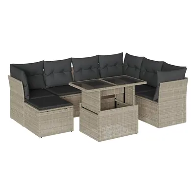 vidaXL 8 részes világosszürke polyrattan kerti ülőgarnitúra párnával