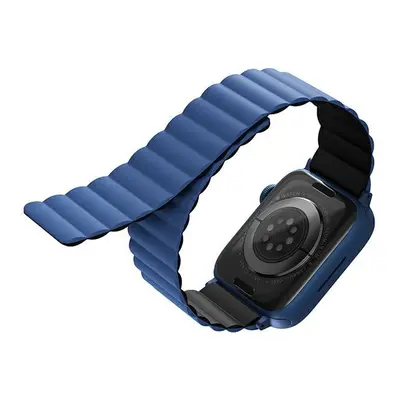 Uniq Revix Apple Watch 44/45/46/49mm mágneses szilikon szíj, állítható, kék-fekete