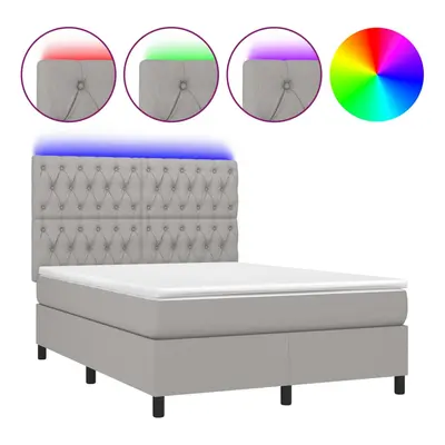 vidaXL világosszürke szövet rugós és LED-es ágy matraccal 140x200 cm