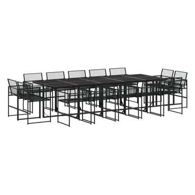 vidaXL 15 részes fekete polyrattan kerti étkezőgarnitúra