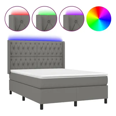 vidaXL sötétszürke szövet rugós és LED-es ágy matraccal 140x200 cm