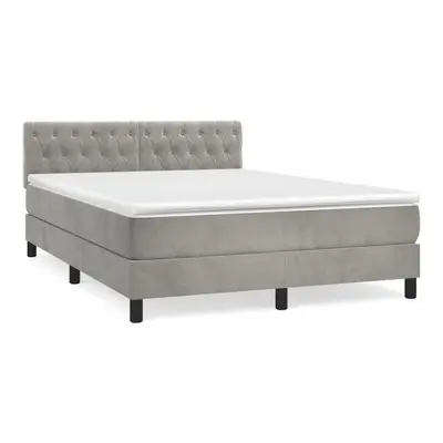 vidaXL világosszürke bársony rugós ágy matraccal 140x200 cm