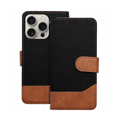 Xiaomi Redmi 13C 4G / Poco C65, Oldalra nyíló tok, stand, kártyatartóval, farmer minta, Jeans Book, fekete
