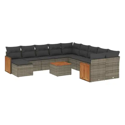 vidaXL 12 részes szürke polyrattan kerti ülőgarnitúra párnákkal