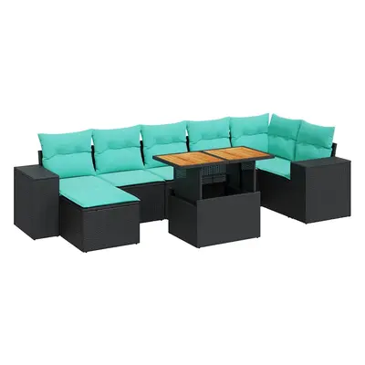 vidaXL 8 részes fekete polyrattan kerti ülőgarnitúra párnákkal