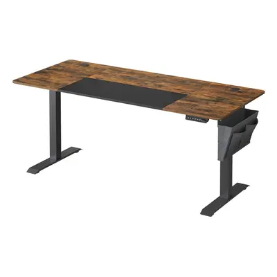 Íróasztal, elektromosan állítható magasság, rusztikus barna és fekete 70 x 160 x (72-120) cm
