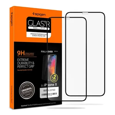 Spigen Glass FC 2 Pack Black iPhone 11 Pro/XS/X üvegfólia