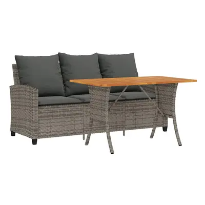 vidaXL 3 személyes szürke polyrattan kerti kanapé asztallal&párnával