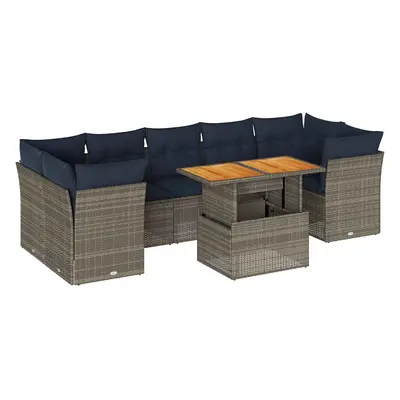 vidaXL 8 részes szürke polyrattan kerti ülőgarnitúra párnákkal
