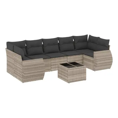 vidaXL 8 részes világosszürke polyrattan kerti ülőgarnitúra párnával