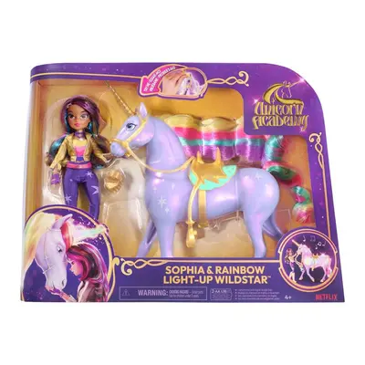 Unikornis Akadémia fénylő unikornis Wildstar 28 cm Sophia 24 cm-es babával