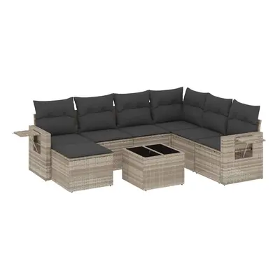 vidaXL 8 részes világosszürke polyrattan kerti ülőgarnitúra párnával