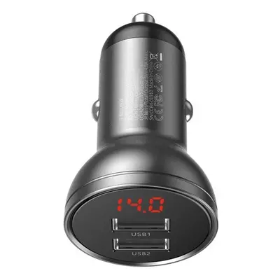 Baseus LCD autós töltő, 2x Usb, 4,8A 24W