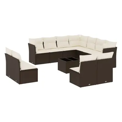 vidaXL 12 részes barna polyrattan kerti ülőgarnitúra párnákkal