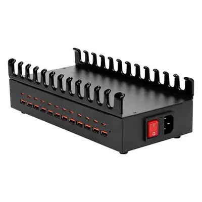 BLACKBIRD  12xUSB-C + 12xUSB 300W eszköztartóval Hálózati Töltő Fekete