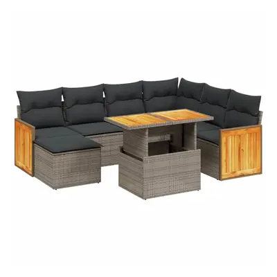 vidaXL 8 részes szürke polyrattan kerti ülőgarnitúra párnákkal