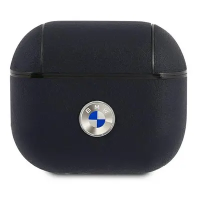 Bmw tok AirPods 3 készülékhez, sötétkék/navy Geniune Leather Silver Logo