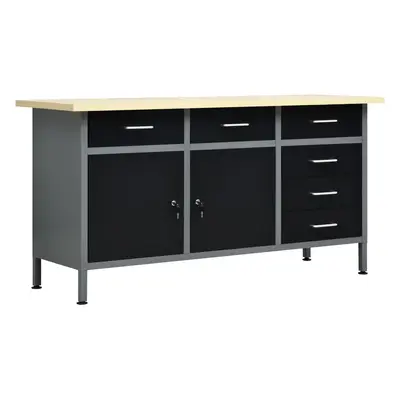 vidaXL fekete acél munkapad 160 x 60 x 85 cm