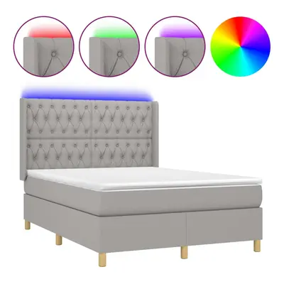vidaXL világosszürke szövet rugós és LED-es ágy matraccal 140x200 cm