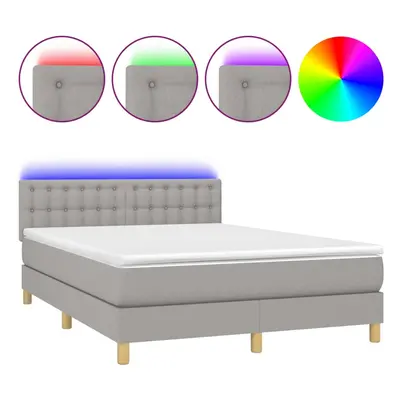 vidaXL világosszürke szövet rugós és LED-es ágy matraccal 140x200 cm