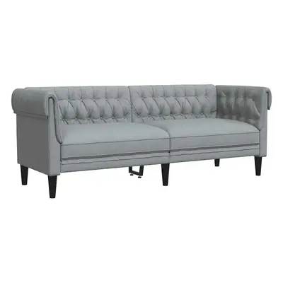 vidaXL világosszürke 3 személyes szövet Chesterfield kanapé