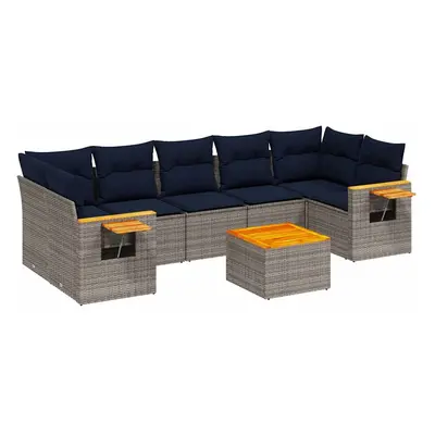 vidaXL 8 részes szürke polyrattan kerti ülőgarnitúra párnával