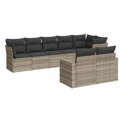 vidaXL 8 részes világosszürke polyrattan kerti ülőgarnitúra párnával
