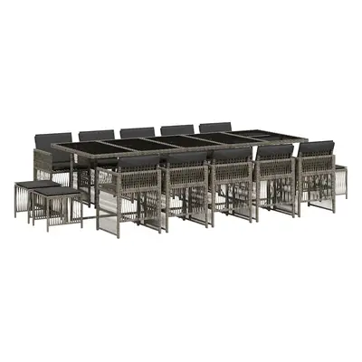 vidaXL 15 részes szürke polyrattan kerti étkezőgarnitúra párnákkal