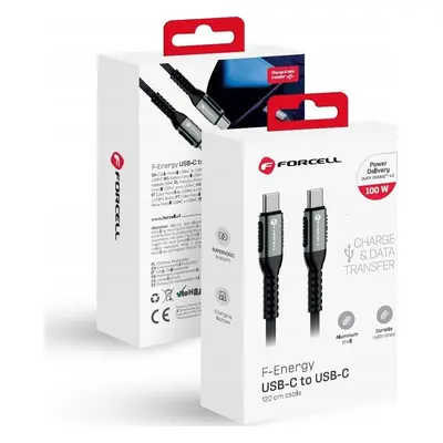 USB Type-C töltő- és adatkábel, USB Type-C, 120 cm, 5000 mA, 240W, törésgátlóval, gyorstöltés, PD, QC 4.0, cipőfűző minta, Force