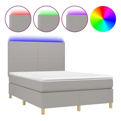 vidaXL világosszürke szövet rugós és LED-es ágy matraccal 140x200 cm