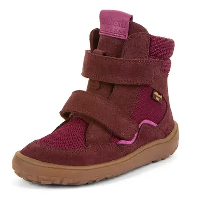 Froddo lány téli barefoot csizma TEX WINTER TL Bordeaux G3160247-6T | bokáig érő gyerekcipő tépőzárral | bőr cipő membránnal és 
