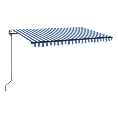 vidaXL kék/fehér automata szélérzékelős és LED-es napellenző 450x350cm