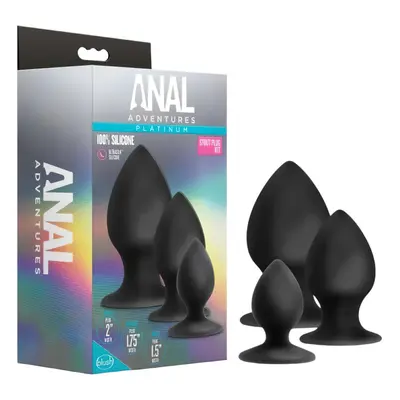 Anal Adventures Platinum Stout - anál plug szett - 3db (fekete)