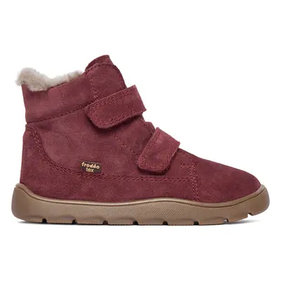 Froddo lány téli barefoot cipő ZERU TEX FURRY Bordeaux G2110151-4 | téli gyerek bokacipő tépőzárral | bőr cipő membránnal és rug