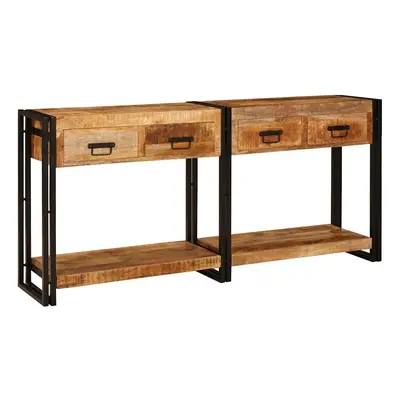vidaXL Konzolasztalok 2 pcs Barna 161 x 33 x 75 cm Tömör Mangófát