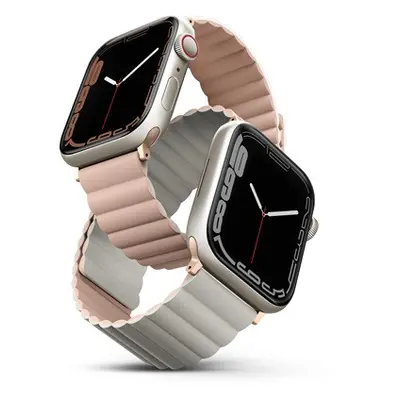 Uniq Revix mágneses szilikon szíj Apple Watch 42/44/45/49mm, rózsaszín/bézs