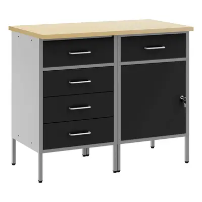 vidaXL Munkaszekrény fiókkal 2 pcs Fekete és Szürke 100 x 55 x 85 cm