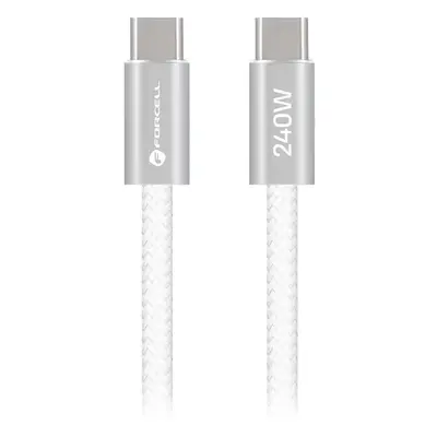 Forcell F-Energy CCFN23 USB-C-USB-C töltő-és adatkábel, QC4.0, PD 5A, 240W, 1,2m, fehér