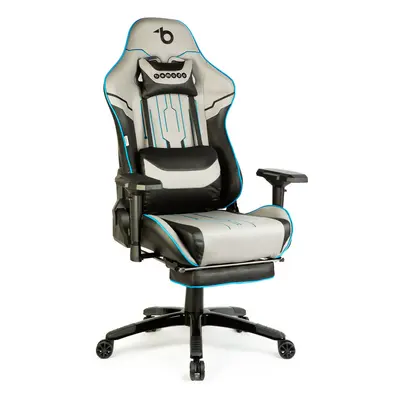 Gamer szék párnával (szürle/fekete/kék, 84 x 52 / 48 x 50 cm)