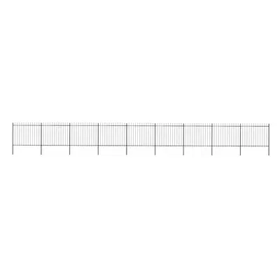 vidaXL fekete acél kerti kerítés lándzsás tetejű 1603,5 x 150 cm