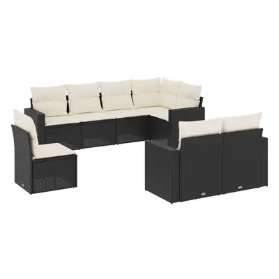 vidaXL 8 részes fekete polyrattan kerti ülőgarnitúra párnákkal