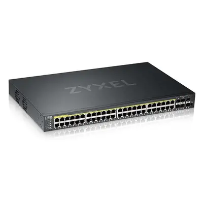 Zyxel GS2220-50HP 50 portos L2 menedzselt Gigabit PoE switch, 44x gigabit RJ45, 4x gigabit RJ45/SFP, 2x SFP, PoE 375W
