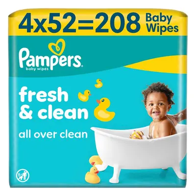 Pampers Fresh Clean Baby Nedves Törlőkendő, 4x52 db, 208 db
