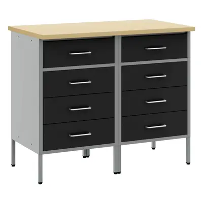 vidaXL Munkaszekrény fiókkal 2 pcs Fekete és Szürke 100 x 55 x 85 cm