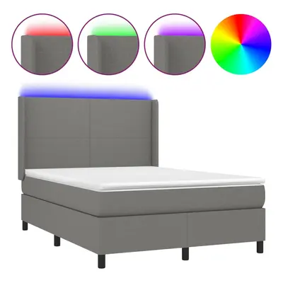 vidaXL sötétszürke szövet rugós és LED-es ágy matraccal 140x200 cm