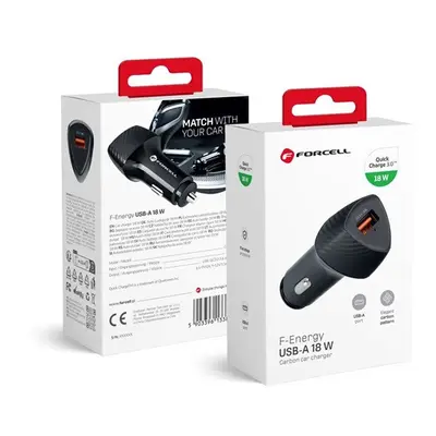 Forcell Carbon Autós töltő Usb Qc 3.0 18W Cc50-1A Fekete