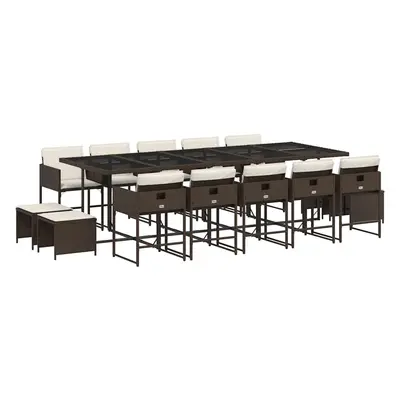 vidaXL 15 részes barna polyrattan kerti ülőgarnitúra párnákkal