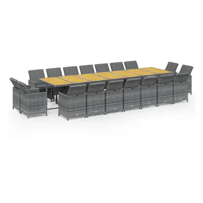 vidaXL 19 részes szürke polyrattan kerti étkezőgarnitúra párnákkal