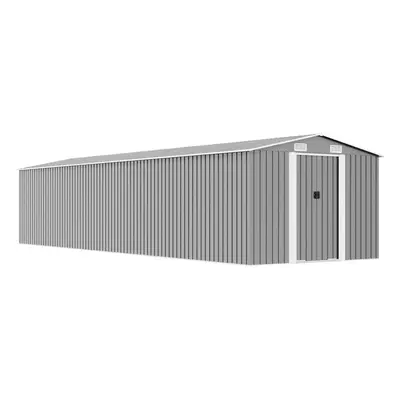 vidaXL szürke horganyzott acél kerti fészer 257 x 990 x 181 cm