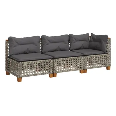vidaXL 3 személyes szürke polyrattan kerti kanapé párnával